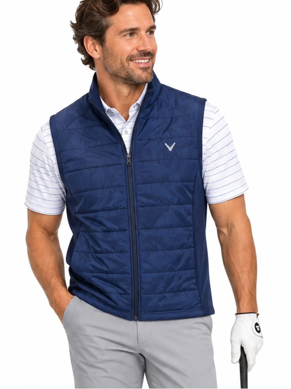 Callaway Golf Quilted Vest XXL Navy Full Zip Puffer Performance Lightweight